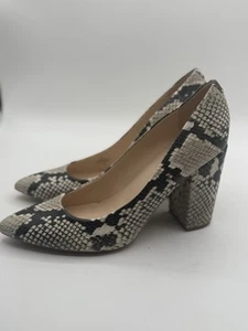 Nine West Schlangenleder Blockabsatz Pumps spitz zulaufend modische Schuhe 10M - Bild 1 von 4
