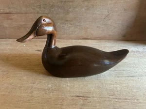 Señuelo de pato de madera tallada a mano ojos de vidrio tío Dick Boulder Junction WI de colección - Imagen 1 de 24