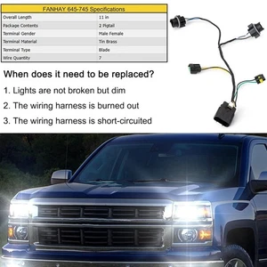 2PCS Headlight Wiring Harness For 2007-2013 Chevrolet Silverado 1500 HD 25962806 - Foto 1 di 12