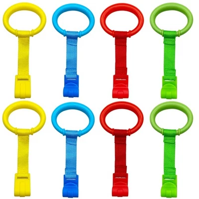 codree 8PCS 4 Colors Baby Playpen Pull up Rings- Baby Crib Pull up Rings- Baby - Image 1 of 4
