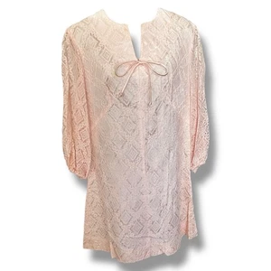 Vintage 60s Blush Pink Lace Satin Mini Dress Union Made USA - Bild 1 von 7