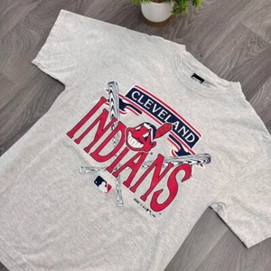 Retro Cleveland Indians Chief Wahoo short sleeve ash color shirt KV32106 - Picture 1 of 2