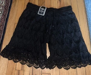 Anandas Collection size Large Shorts Black bloomers lace W Lining NWT Crochet - Picture 1 of 1