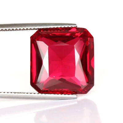 Lab-Created Cushion Cut 13.Carat Red Ruby Loose Gemstone For Jewelry Making - Image 1 of 3