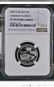 2009 S Silver 25c Quarter American Samoa NGC PF 70 Ultra Cameo Bx20 - Picture 1 of 1