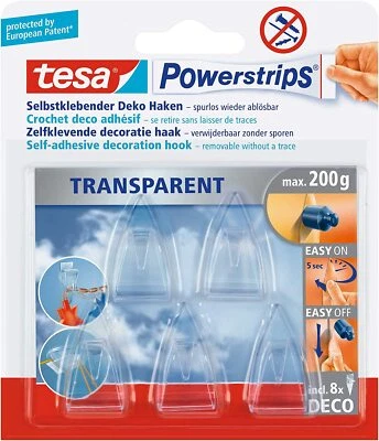 tesa Powerstrips DECO Haken SMALL - Klebehaken für Deko an Glas Spiegel bis 200g - Bild 1 von 4