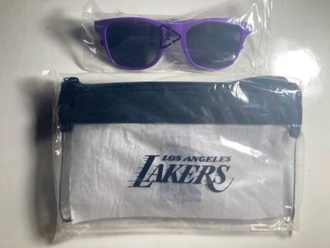 LOS ANGELES NBA L.A. LAKERS UNISEX CLEAR BAG HAND WRISTLET W STRAP + SUNGLASSES Cover