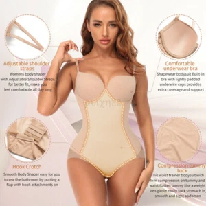AUS Women's Seamless Tummy Control Full Body Shaper Bodysuit with Padded Bras - Picture 1 of 14