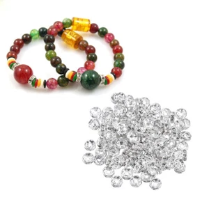 Jewelry Making 100pcs Rhinestone Spacer Beads 8mm Silver Crafting Supplies - Picture 1 of 11