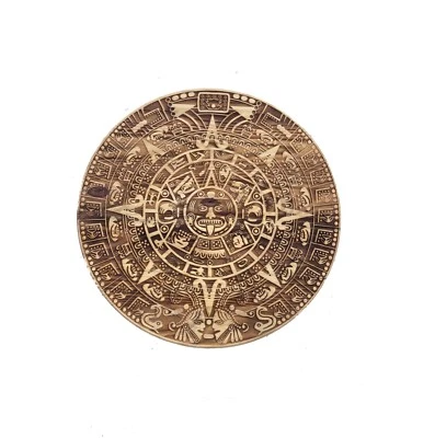 Aztec Calendar theme Lazy Susan 18 Inches Engraved Centerpiece Handmade. - Image 1 of 3