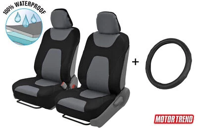 Juego de fundas de volante + asiento de coche impermeables tamaño estándar color gris Foto 1 de 4
