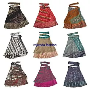 Minigonne vintage Sari Silk 50 pz Magic Wrap Around - Foto 1 di 6