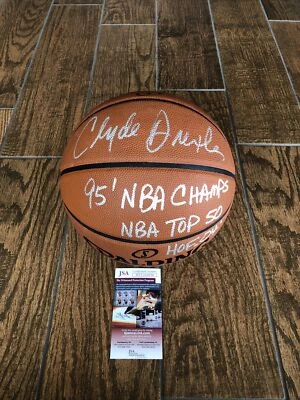 Clyde Drexler Signed Basketball JSA witnessed official game ball Multiple Inscri - Image 1 of 4