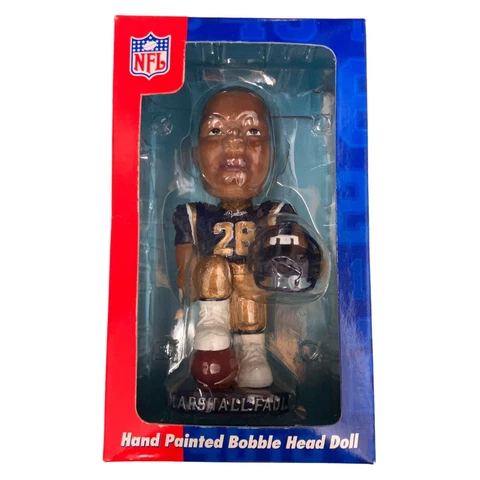 Vintage NFL St. Louis Rams Marshall Faulk Hand Painted Bobblehead Doll Cover