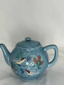 Teiera vintage in maiolica Highmont uccellini e uva Germania Ovest qualche scheggiatura - Foto 1 di 12