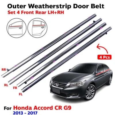 For Honda Accord CR G9 4D Sedan 2013-17 Weatherstrip Door Beltline Outer 4 PCS - Image 1 of 4