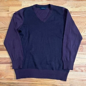 Rochas V-Neck Sweater Men 52 Plum Wool Angora Y2K Minimalist Knit Designer - Picture 1 of 5
