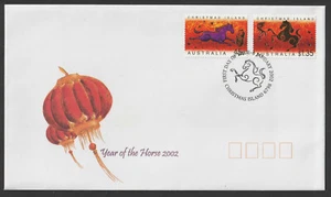 Isla de Navidad 2002: Año del Caballo - Cubierta Primer Día. Como nuevo. - Imagen 1 de 2
