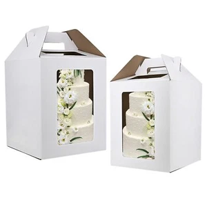 Tall Cake Boxes For Tier Cakes 6pcs 14x14x16&16x16x18 Inches With Window&handled - Picture 1 of 7