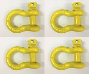 4 X Bow Shackle 13mm Rated WLL 2000KG S Grade Hayman Trailer Recovery Yellow Pin - Picture 1 of 1