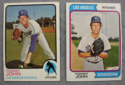 2) Tommy John Los Angeles Dodgers 1973 Topps Card #258 & 1974 Topps Card #451 - Image 1 of 2