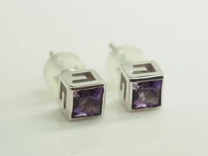 GUCCI Amethyst G cube earrings K18WG - Picture 1 of 4