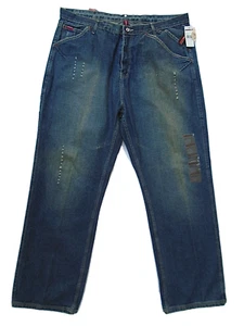 Pantalone jeans uomo vintage Platinum Fubu nuovo con etichetta taglia 42 x 34 blu - Foto 1 di 5