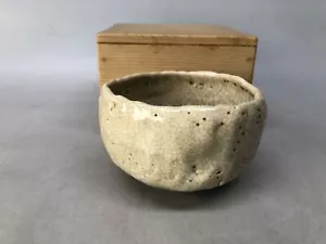 Y8390 CHAWAN Shino-Geschirr Schale signiert Box Japan Antik Teezeremonie Keramik Tasse - Bild 1 von 10