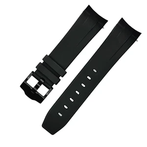 22 mm schwarzes FKM-Kautschukband für Seiko SKX/SRPD/5KX mit schwarzer Hardware - Bild 1 von 5