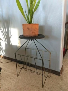 MCM Wire Plant Stand Mid Century Modern Atomic Ashtray Magazine Rack Vintage 20" - Picture 1 of 10