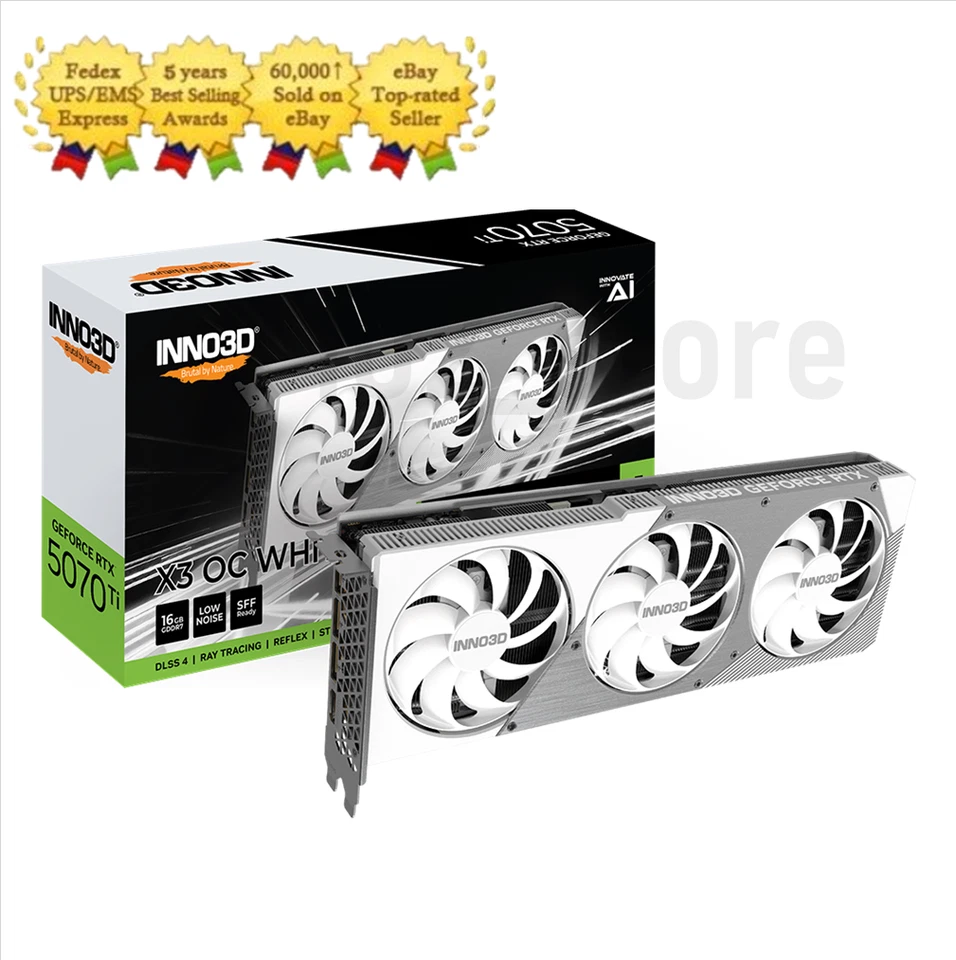 INNO3D GeForce RTX 5070 Ti OC D7 16GB X3 WHITE Gaming Graphics Card - Image 1 of 1