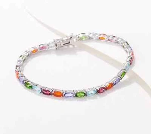 Generation Gems Oval Cut Exotic Multi Gemstone Tennis Bracelet Sterling QVC $360 - Picture 1 of 7