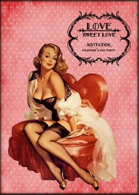 Love Sweet Love Pinup Collage 8x10 Craft Fabric Block - Buy 2, Get 3rd FREE!  - Image 1 of 2