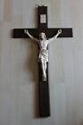 Altes Wand Holz Kruzifix Christentum Gipskeramik Holz Jesus 70x38cm Deko INRI