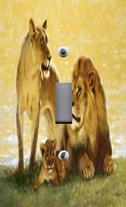 Lichtschalterplatte & Steckdosenabdeckungen AFRIKANISCHE DSCHUNGELTIERE ~ LÖWENFAMILIE - Bild 1 von 26