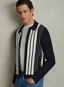 Reiss Herren Sanders Strickjacke Jacke mit Reißverschluss in Camelbraun Gr. Großer Spreizkragen - Bild 1 von 9