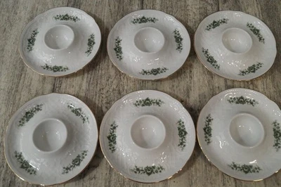 6x Eierbecher Seltmann Weiden grüne Rose mit Goldrand - Bild 1 von 2