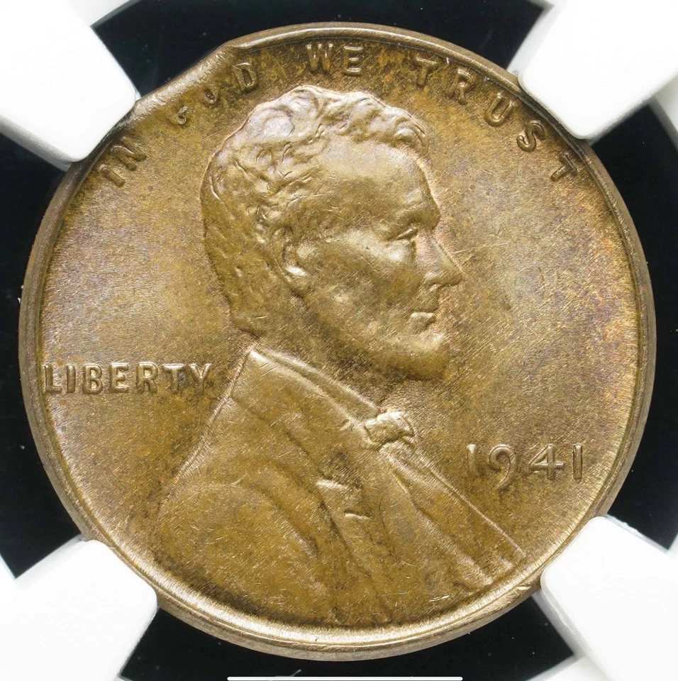 MINT ERROR - 1941 1C Cent NGC MS66BN┃CURVED CLIP @ 11:00 - Image 1 of 4