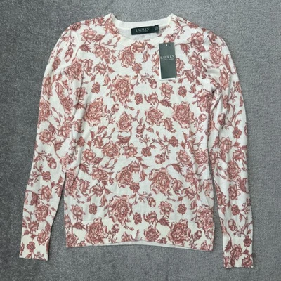 Suéter Lauren Ralph Lauren Mujer XS Crema Pálida Floral Cuello Redondo Nuevo con Etiquetas Pullover Foto 1 de 4