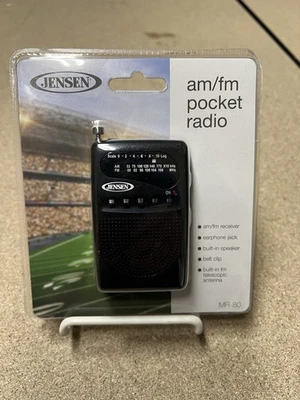 JENSEN AM/FM Pocket Radio Receiver MR-80 Belt clip speaker earphone jack antenna - Image 1 of 2