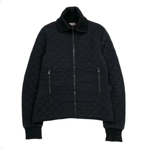 Vintage Prada Sport Jacket Black Wool Nylon Quilted Knit Hybrid Cardigan Large L - Picture 1 of 8