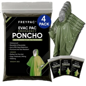 4 Pack Thermal Foil Rain Poncho / Adult One Size / Rainproof / Windproof - Picture 1 of 10