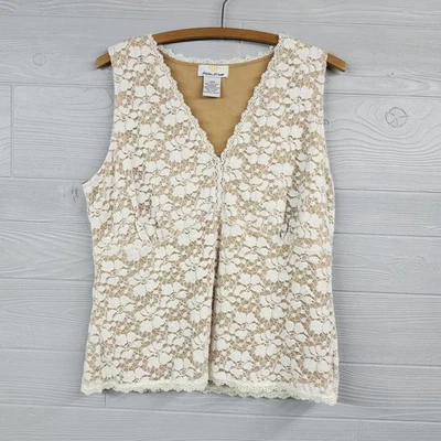 Regata feminina Kathleen Kirkwood floral de renda sem mangas tamanho grande - Imagem 1 de 4