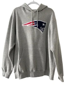 Felpa con cappuccio pullover pile Majestic New England Patriots uomo grigio erica cotone XL - Foto 1 di 6