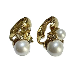 Auth DIOR/ChristianDior - Gold Cream Hardware Fake Pearl Rhinestones - Picture 1 of 3