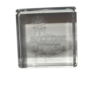 3D Clear Laser Etched Glass Paperweight Las Vegas Nevada Original Box - Picture 1 of 7