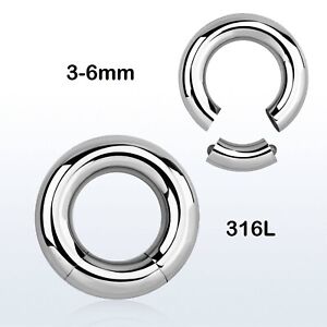 Large Gauge Smooth Segment Ring, 316L Surgical Stainless Steel, 3mm 4mm 5mm 6mm