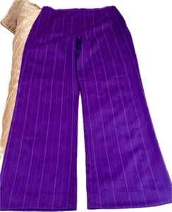 EMANUEL UNGARO FABULOUS PURPLE COLOR WOOL DRESS PANTS, WIDE LEG, PINSTRIPED, 44 - Picture 1 of 15