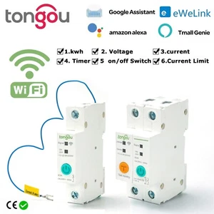 1P 63A With meter DIN ​Rail WIFI Circuit Breaker Smart Switch Remote Control - Picture 1 of 5
