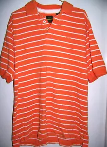 Timberline SS Men's Polo Orange White Stripe Large - Picture 1 of 3